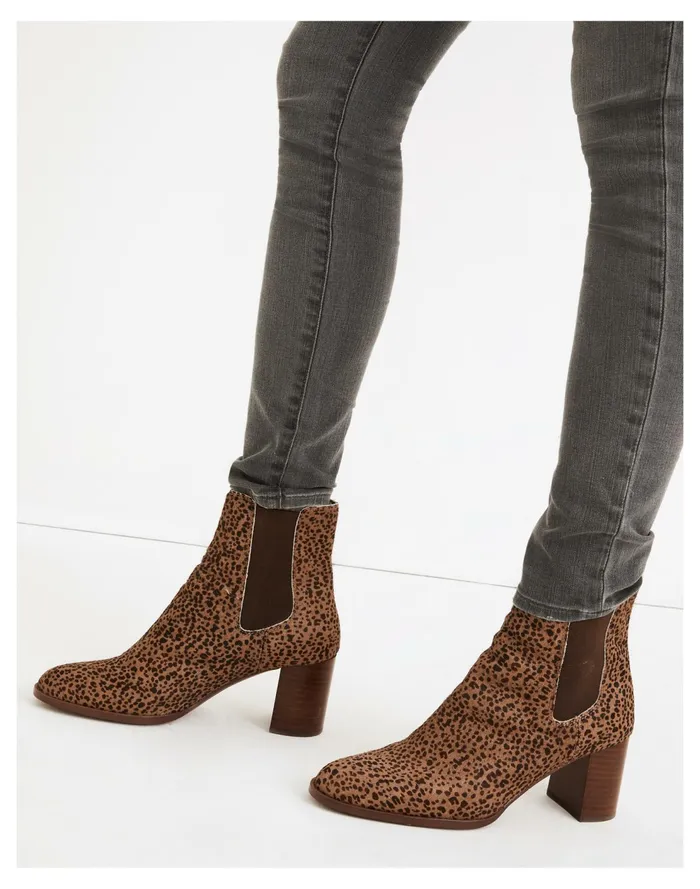 The Laura Chelsea Boot In Spotted Calf Hair Pecan Shell Multi Women Madewell Boots The Laura Chelsea Boot In Spotted Calf Hair Pecan Shell Multi Women Madewell Boots
