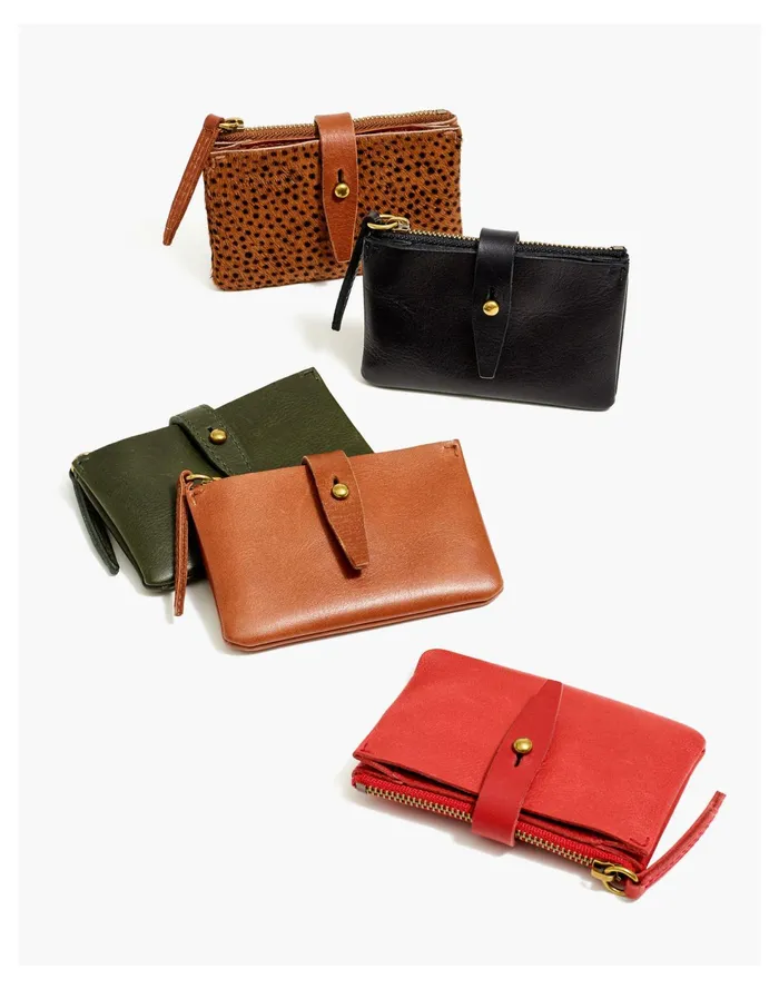 The Leather Accordion Wallet English Saddle Women Madewell Pouches and Wallets