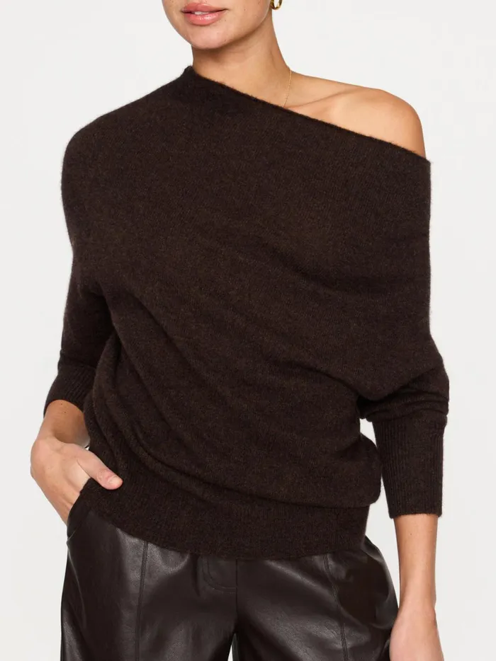 The Lori Off Shoulder Carob Mlange Women Brochu Walker 100 Cashmere
