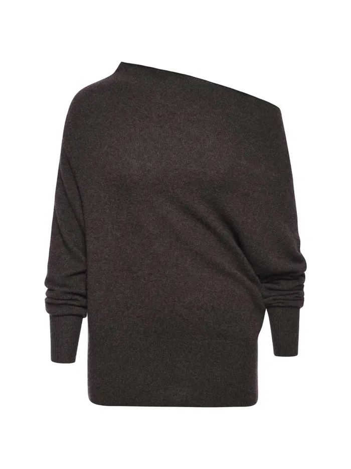 The Lori Off Shoulder Carob Mlange Women Brochu Walker 100 Cashmere