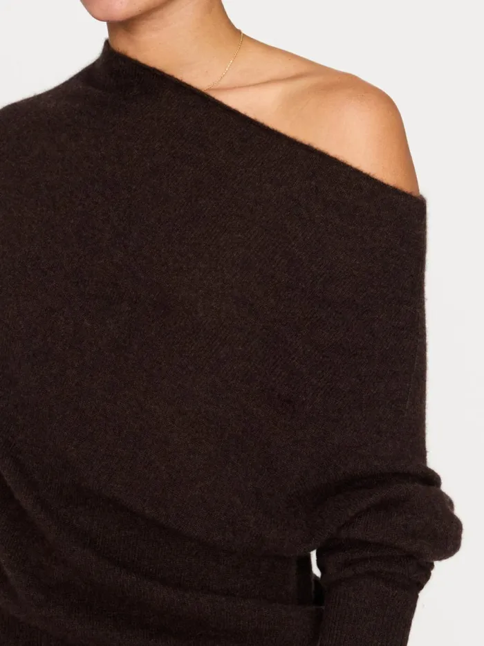 The Lori Off Shoulder Carob Mlange Women Brochu Walker 100 Cashmere