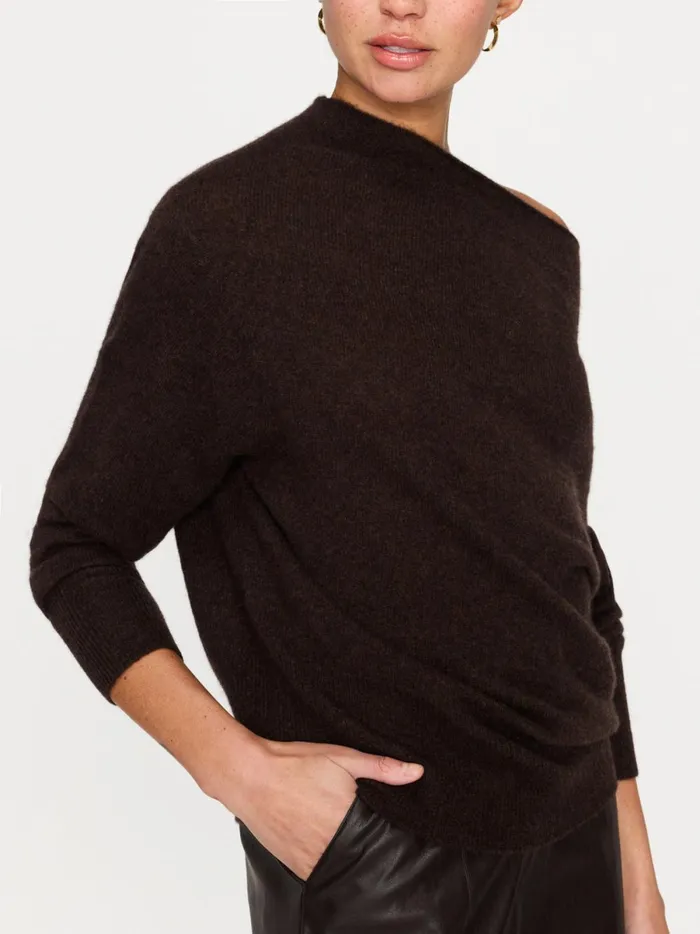 The Lori Off Shoulder Carob Mlange Women Brochu Walker 100 Cashmere