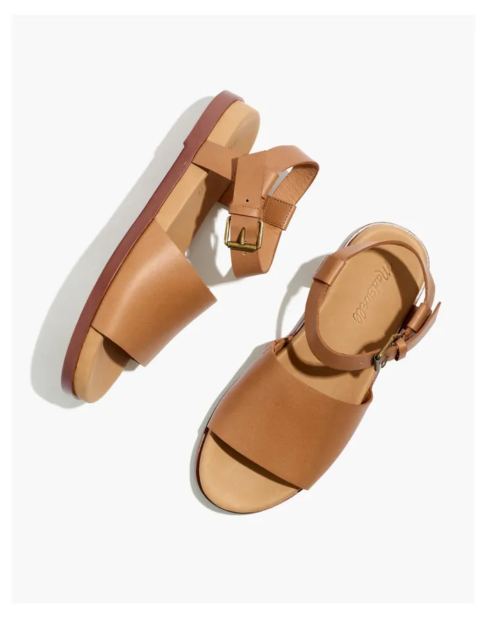 The Noelle Ankle Strap Flat Warm Hickory Women Madewell Sandals