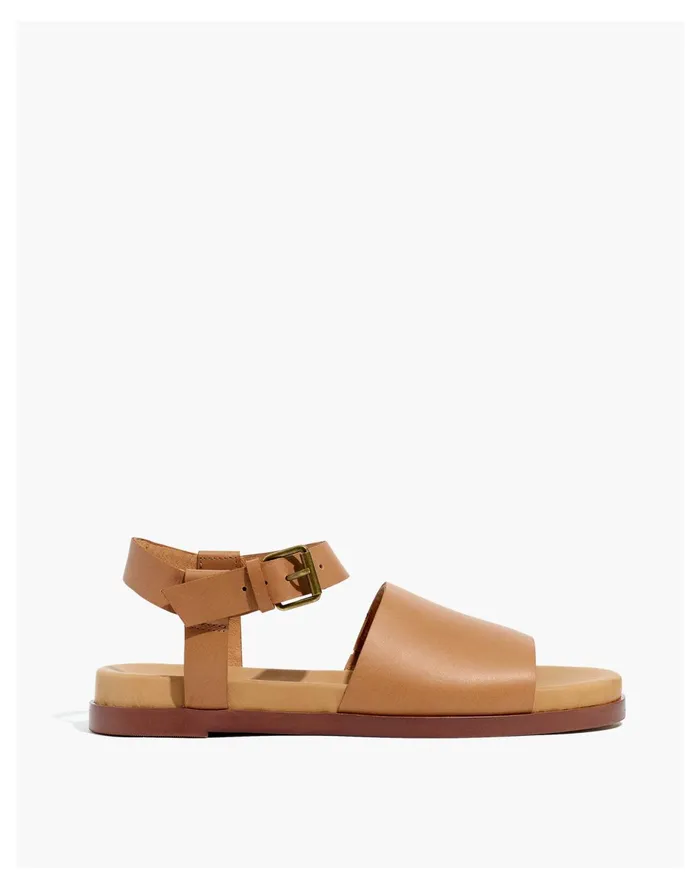 The Noelle Ankle Strap Flat Warm Hickory Women Madewell Sandals