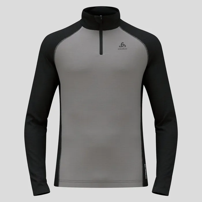 The Performance Wool 150 Base Layer HalfZip Grey Melange 8211 Dark Grey Melange Men Odlo Base Layers