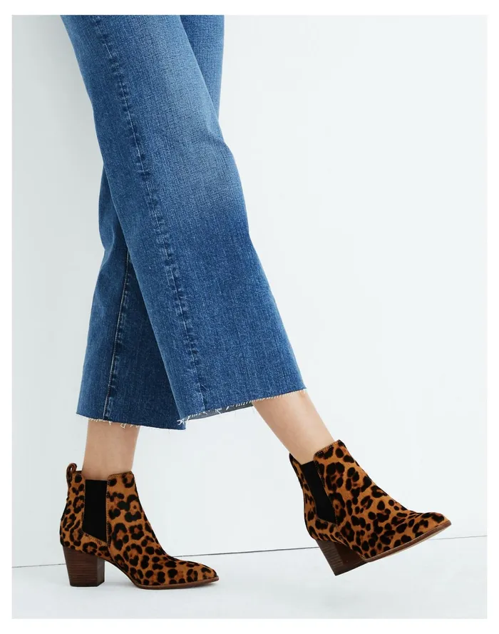The Regan Boot In Leopard Calf Hair Truffle Multi Women Madewell Boots