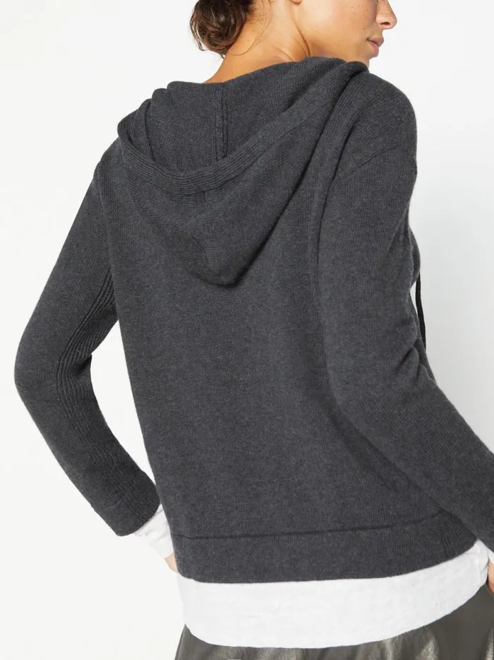 The Ressie Looker Layered Hoodie Ore Melange With White Underlayer Women Brochu Walker Sweaters