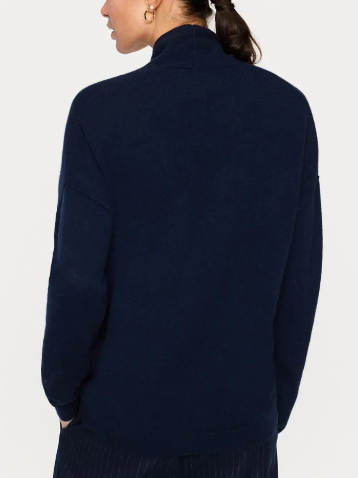 The Siena Wrap Neck Pullover Baltic Navy Women Brochu Walker Sweaters