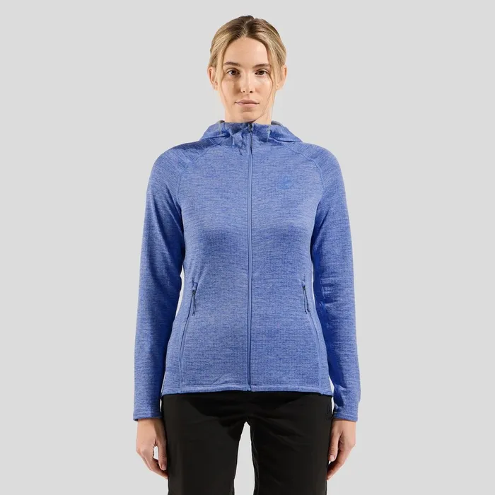 The Tencia Fullzip Hoody Persian Jewel Melange Women Odlo Mid Layers and Longsleeves
