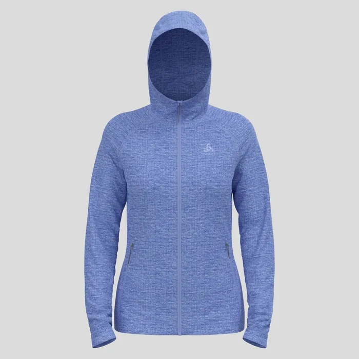 The Tencia Fullzip Hoody Persian Jewel Melange Women Odlo Mid Layers and Longsleeves