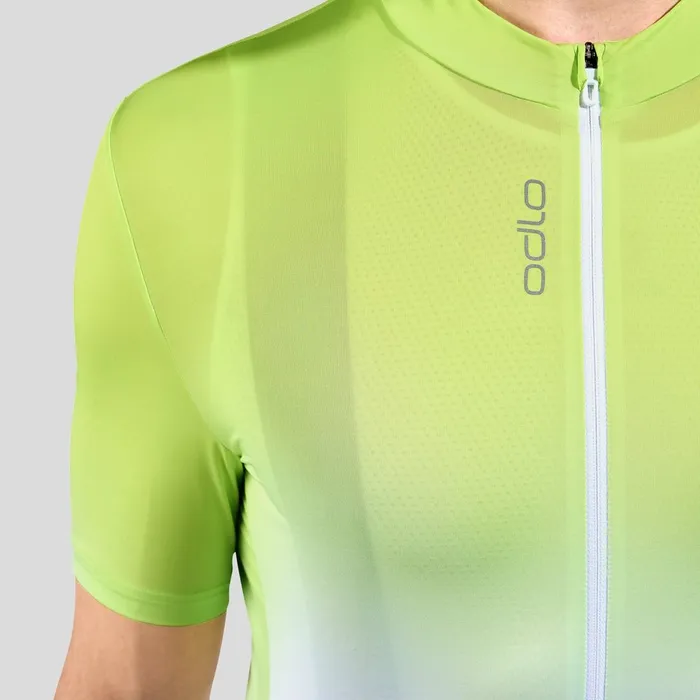 The Zeroweight ChillTec Print Short Sleeve Cycling Jersey Sharp Green Men Odlo TShirts and Polos
