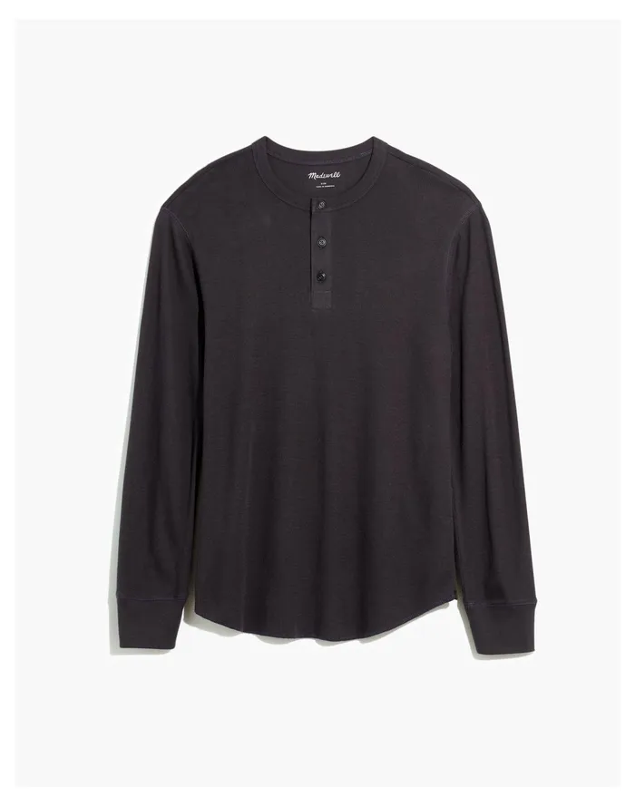 Thermal Henley Tee Black Coal Men Madewell Tees