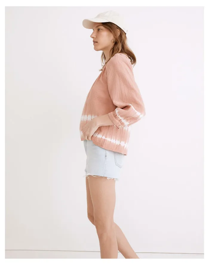 Tie Dye Lightspun Wide Neck Cuffed Sleeve Top Tie Dye Burnished Blush Women Madewell Tops and Shirts Tie Dye Lightspun Wide Neck Cuffed Sleeve Top Tie Dye Burnished Blush Women Madewell Tops and Shirts