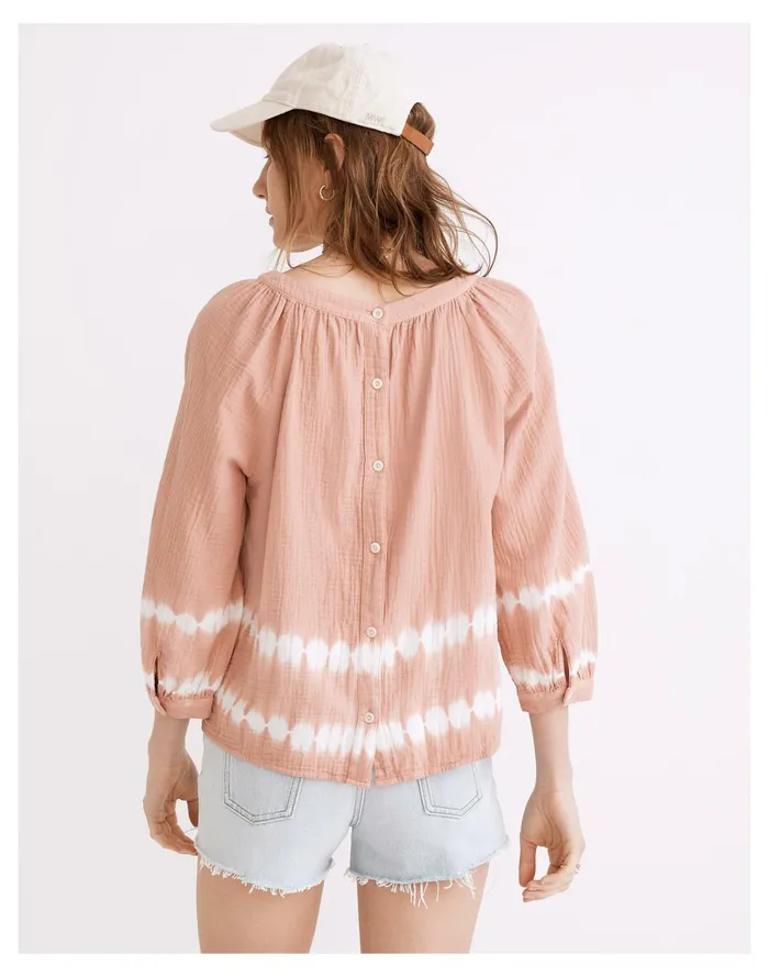 Tie Dye Lightspun Wide Neck Cuffed Sleeve Top Tie Dye Burnished Blush Women Madewell Tops and Shirts Tie Dye Lightspun Wide Neck Cuffed Sleeve Top Tie Dye Burnished Blush Women Madewell Tops and Shirts