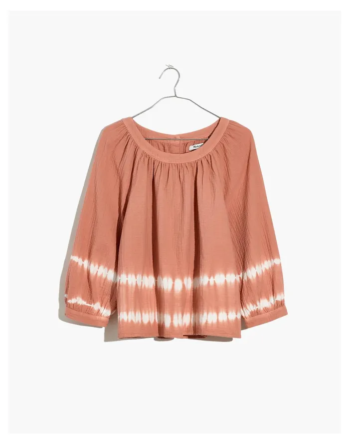 Tie Dye Lightspun Wide Neck Cuffed Sleeve Top Tie Dye Burnished Blush Women Madewell Tops and Shirts Tie Dye Lightspun Wide Neck Cuffed Sleeve Top Tie Dye Burnished Blush Women Madewell Tops and Shirts