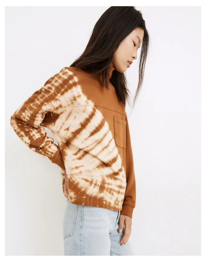 Tie Dye Resourced Cotton Mockneck Pocket Sweatshirt Dried Cedar Women Madewell Sweatshirts and Sweatpants Tie Dye Resourced Cotton Mockneck Pocket Sweatshirt Dried Cedar Women Madewell Sweatshirts and Sweatpants