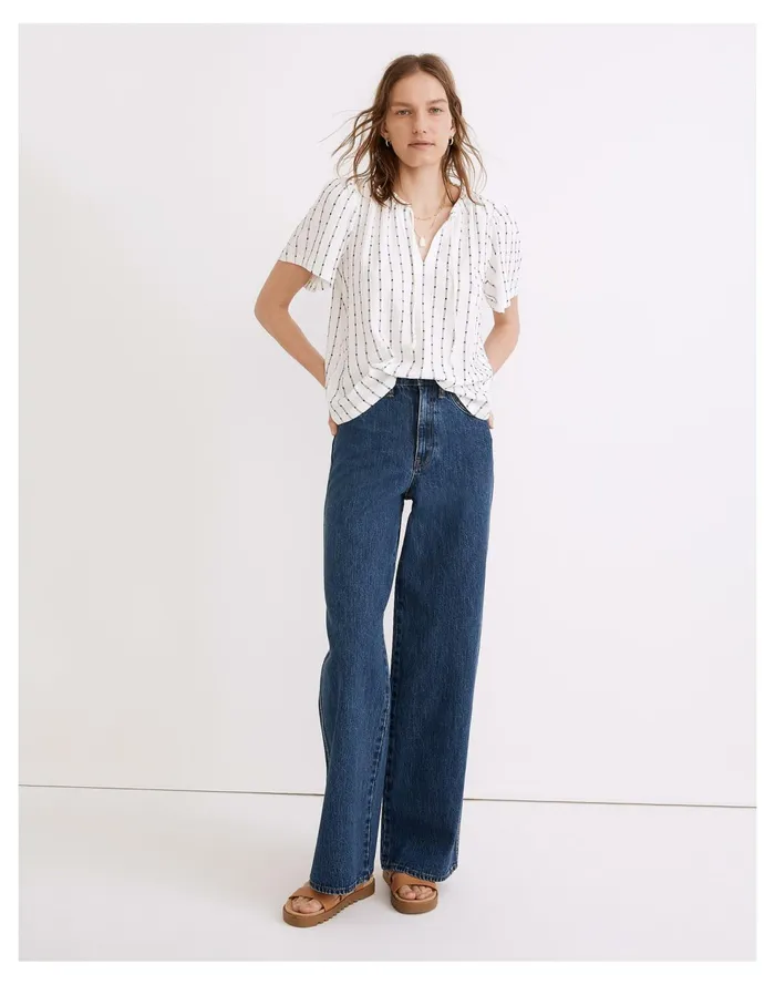 Tie Neck Tunic Top Bright Ivory Women Madewell Tops and Shirts