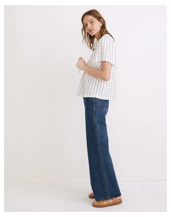 Tie Neck Tunic Top Bright Ivory Women Madewell Tops and Shirts Tie Neck Tunic Top Bright Ivory Women Madewell Tops and Shirts