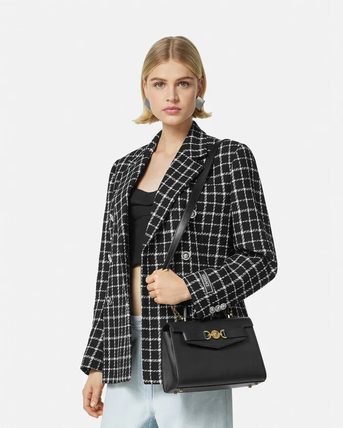 Top Handle Women Versace Medusa 03995 Handbag Blackgold