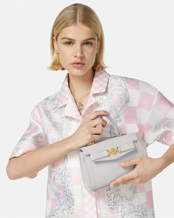Top Handle Women Versace Medusa 03995 Small Handbag Gray