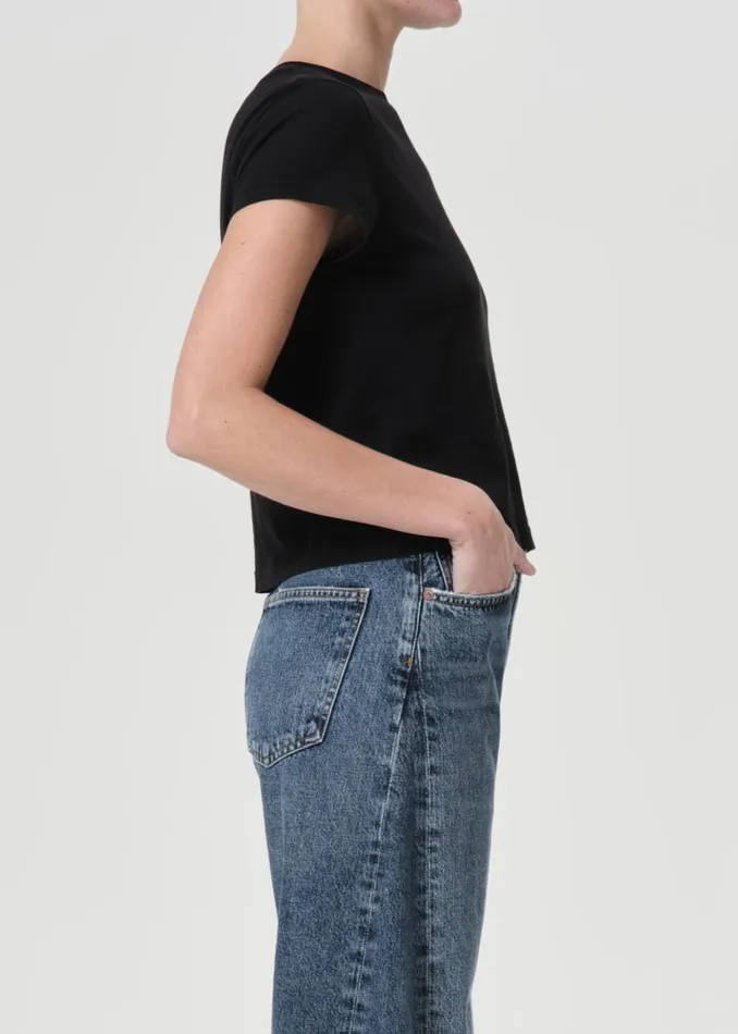 Tops and Bodysuits Women Agolde Adine Shrunken Tee Black