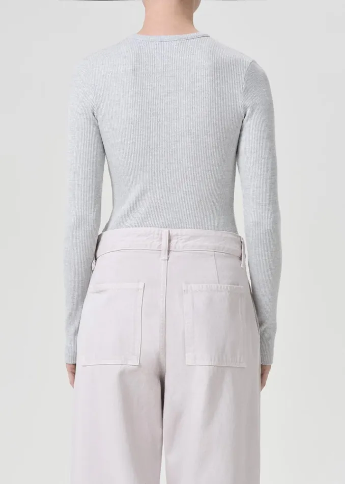 Tops and Bodysuits Women Agolde Alma Shrunken Crewneck Brushed Grey Heather