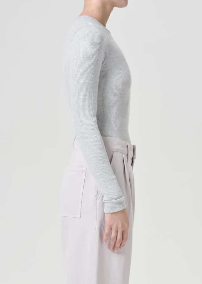 Tops and Bodysuits Women Agolde Alma Shrunken Crewneck Brushed Grey Heather