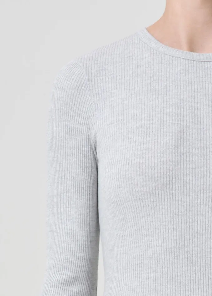 Tops and Bodysuits Women Agolde Alma Shrunken Crewneck Brushed Grey Heather