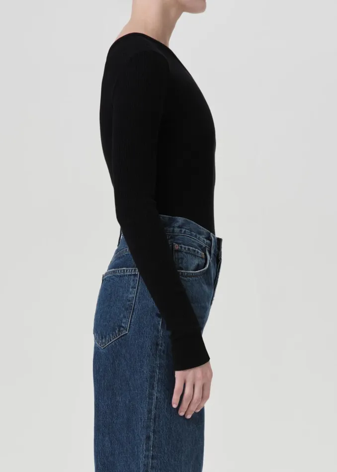 Tops and Bodysuits Women Agolde Glynn Bodysuit Black