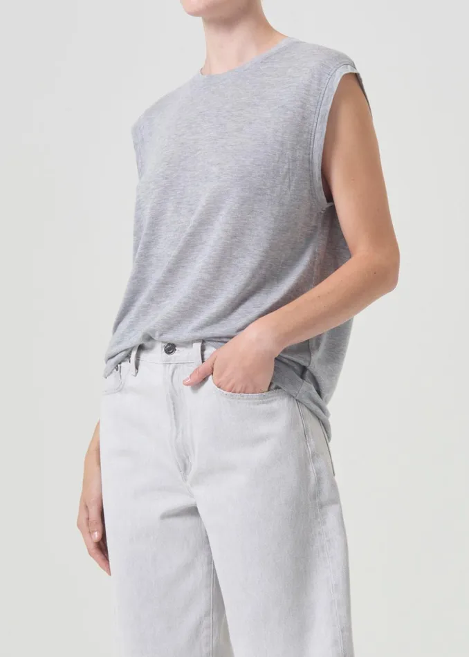 Tops and Bodysuits Women Agolde Raya Muscle Tee Grey Heather