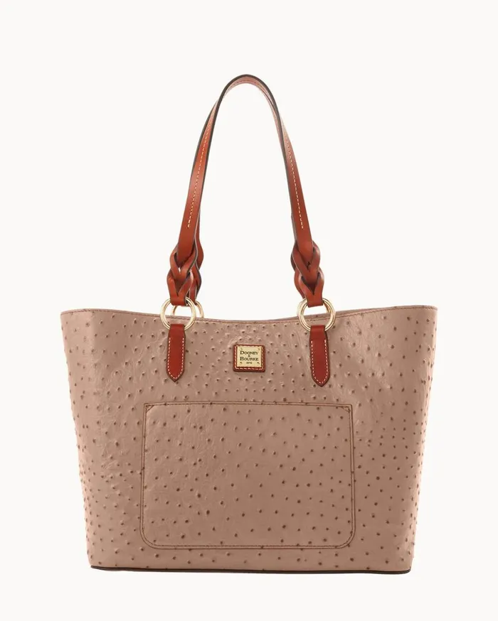 Totes Women Dooney and Bourke Ostrich Tammy Tote Light Taupe