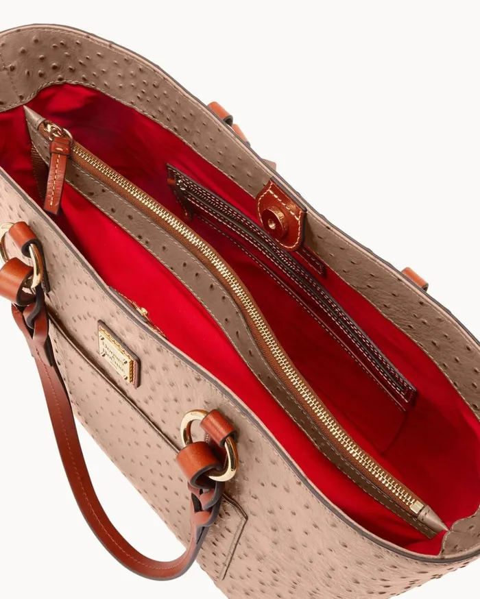 Totes Women Dooney and Bourke Ostrich Tammy Tote Light Taupe Totes Women Dooney and Bourke Ostrich Tammy Tote Light Taupe