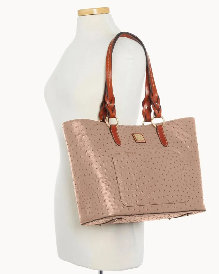Totes Women Dooney and Bourke Ostrich Tammy Tote Light Taupe Totes Women Dooney and Bourke Ostrich Tammy Tote Light Taupe
