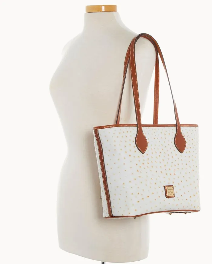 Totes Women Dooney and Bourke Ostrich Tote Bone Totes Women Dooney and Bourke Ostrich Tote Bone