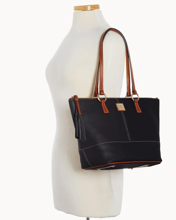 Totes Women Dooney and Bourke Pebble Grain Small Tobi Tote Black