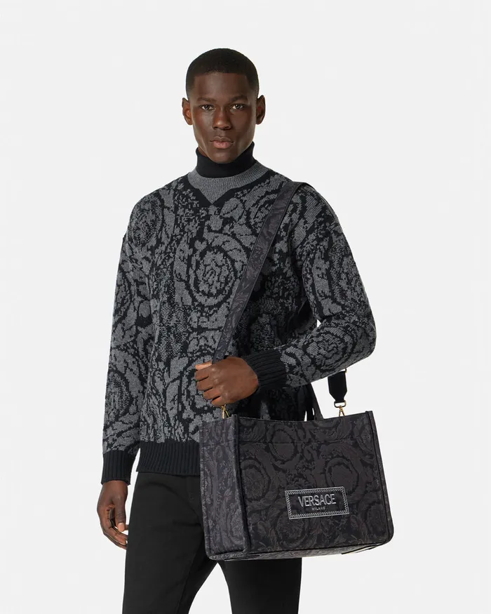 Totes WomenMen Versace Barocco Athena Medium Tote Bag Blackprint