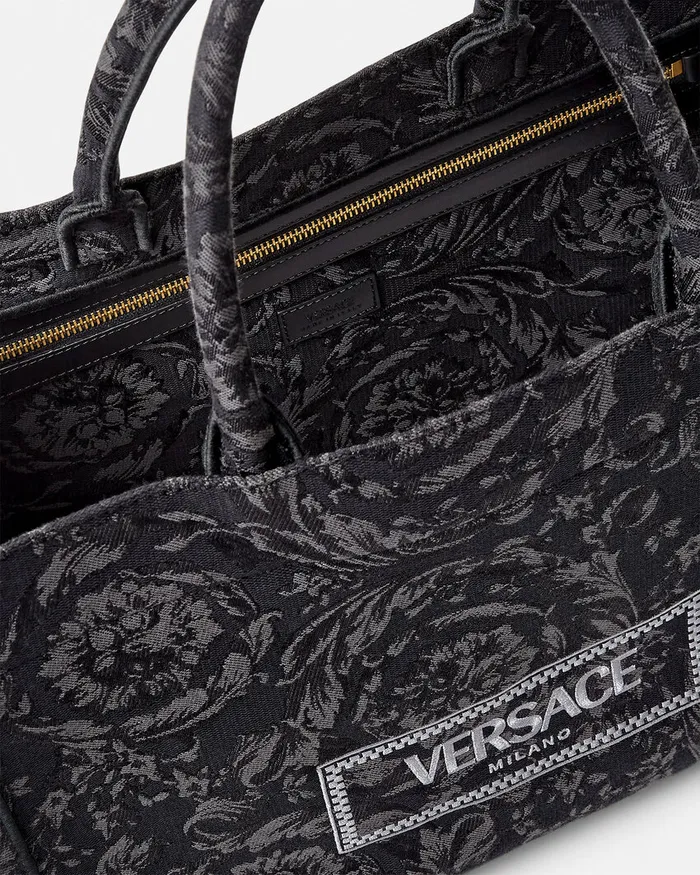 Totes WomenMen Versace Barocco Athena Medium Tote Bag Blackprint