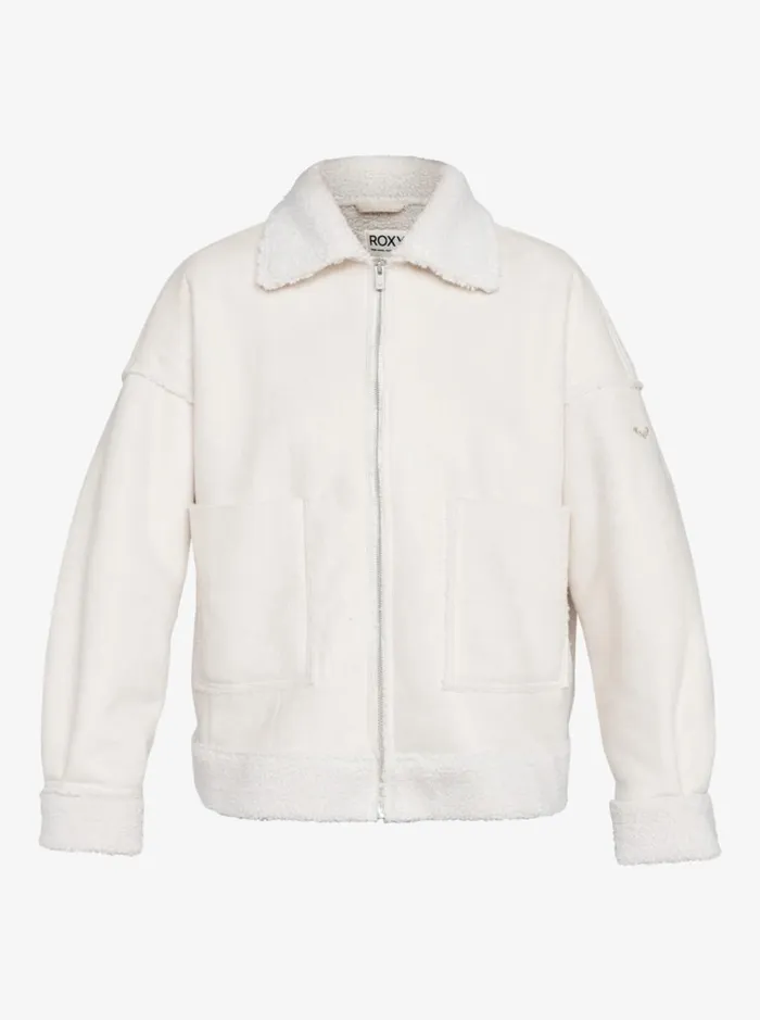 True Romance 8211 Sherpa Jacket Egret Women Roxy Jackets and Coats