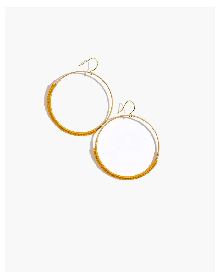 Twenty Two West Macram Hoop Earrings Mustard Women Madewell Earrings