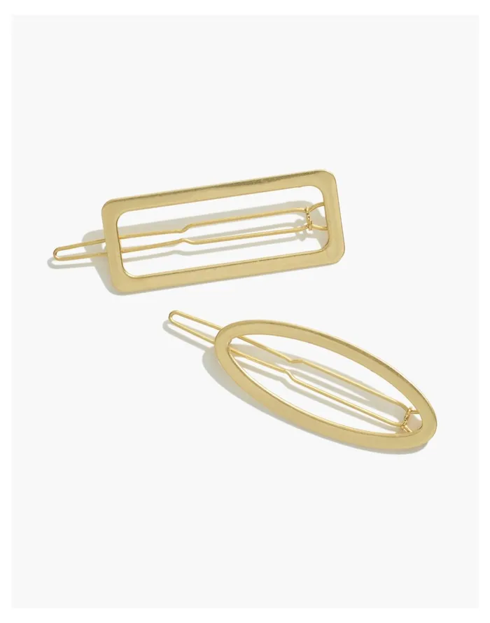 Two Pack Open Shape Hair Clips Vintage Gold Women Madewell Hair Accessories
