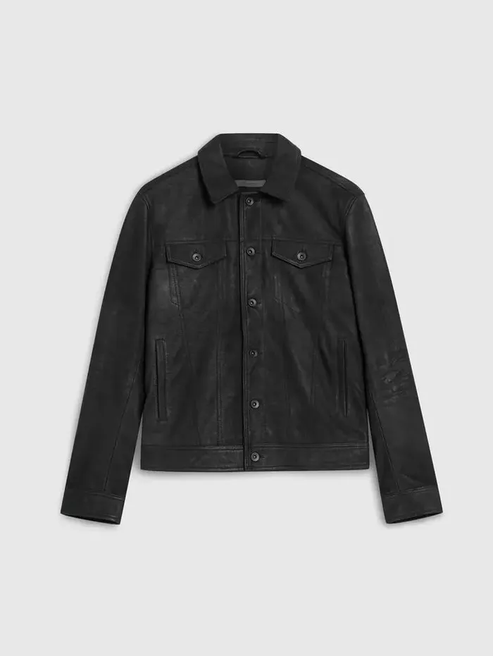 Unisex ANDREW TRUCKER Black John Varvatos Leather Jackets