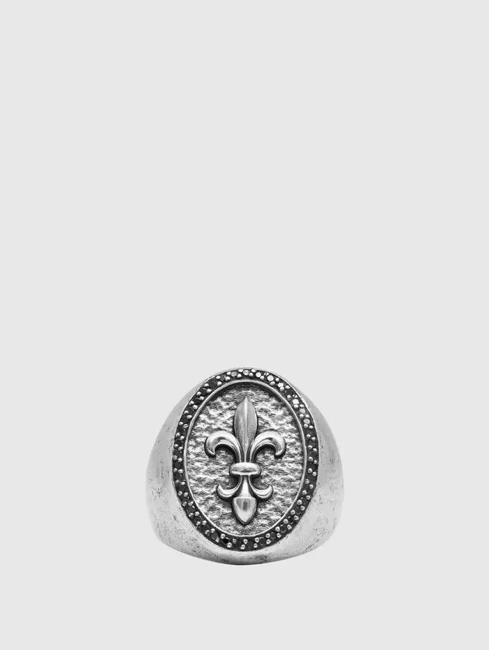 Unisex FLEUR DE LIS FEATURE RING WITH BLACK DIAMONDS No Color John Varvatos Jewelry