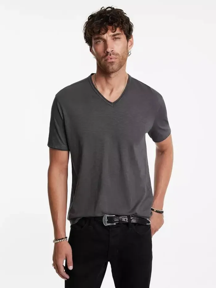 Unisex MILES VNECK Deep Charcoal John Varvatos T Shirts