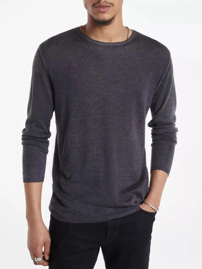 Unisex PETE CREW NECK SWEATER Med Grey John Varvatos Featured