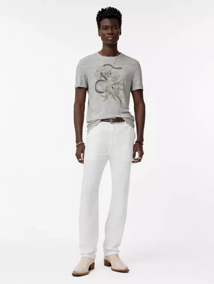 Unisex SNAKE FLORAL TEE Smoked Pearl Grey John Varvatos Graphic Tees