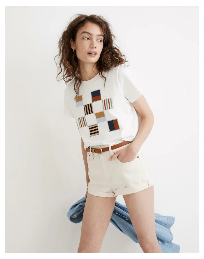 Upcycled Patchwork Supercrop Tee Lighthouse Women Madewell Tees