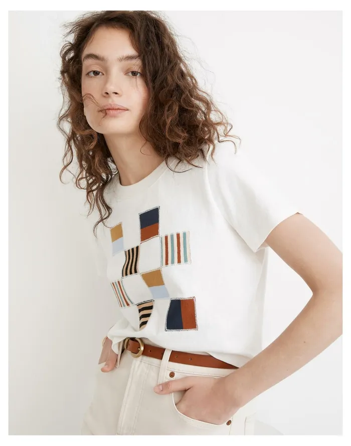 Upcycled Patchwork Supercrop Tee Lighthouse Women Madewell Tees Upcycled Patchwork Supercrop Tee Lighthouse Women Madewell Tees