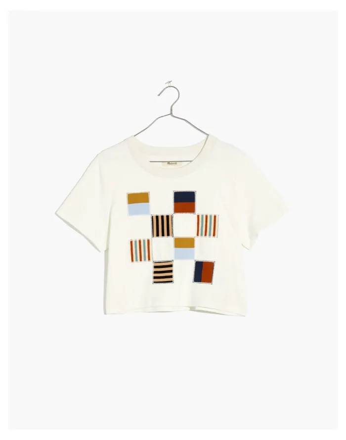 Upcycled Patchwork Supercrop Tee Lighthouse Women Madewell Tees Upcycled Patchwork Supercrop Tee Lighthouse Women Madewell Tees
