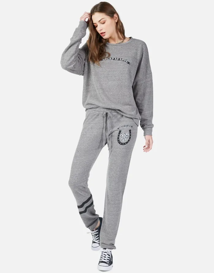 Uri Lucky In Love Heather Grey Women039s Lauren Moshi Long Sweatpants