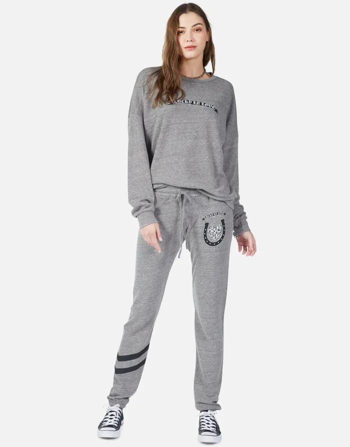 Uri Lucky In Love Heather Grey Women039s Lauren Moshi Long Sweatpants